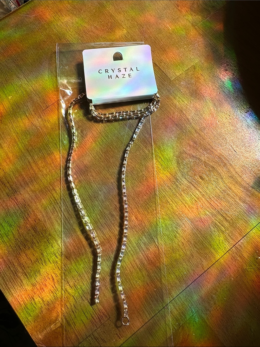 Crystal Haze Mini Baguette Lariat Necklace Clear